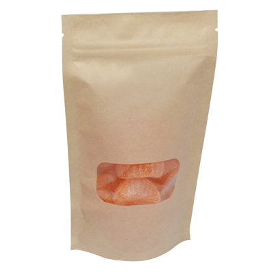 Kraft Dispensary Portion Window Bags with Gusset Bottom  (5-in x 8-in) *